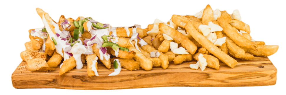 onion chilli fries and poutine